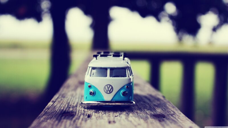 Toy Van on Wooden Surface