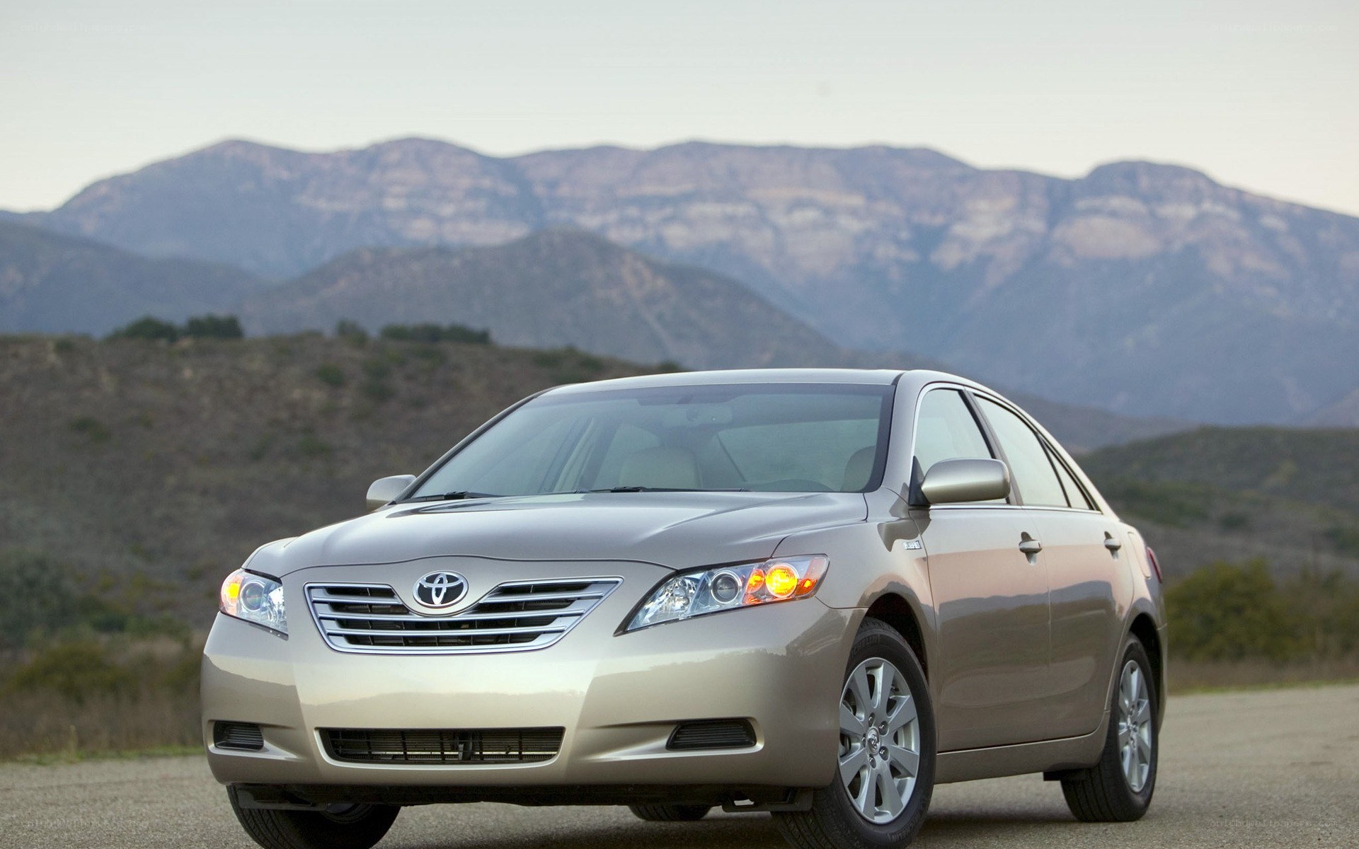 Toyota Camry in mountain landscape