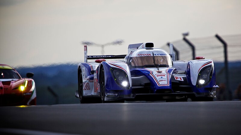 Toyota hybrid race car on track