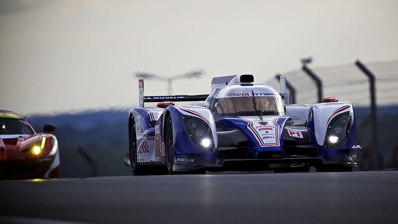 Toyota hybrid race car on track