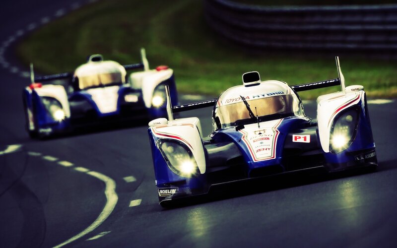 Toyota hybrid race cars on track