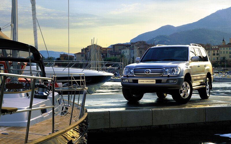 Toyota Land Cruiser at a marina