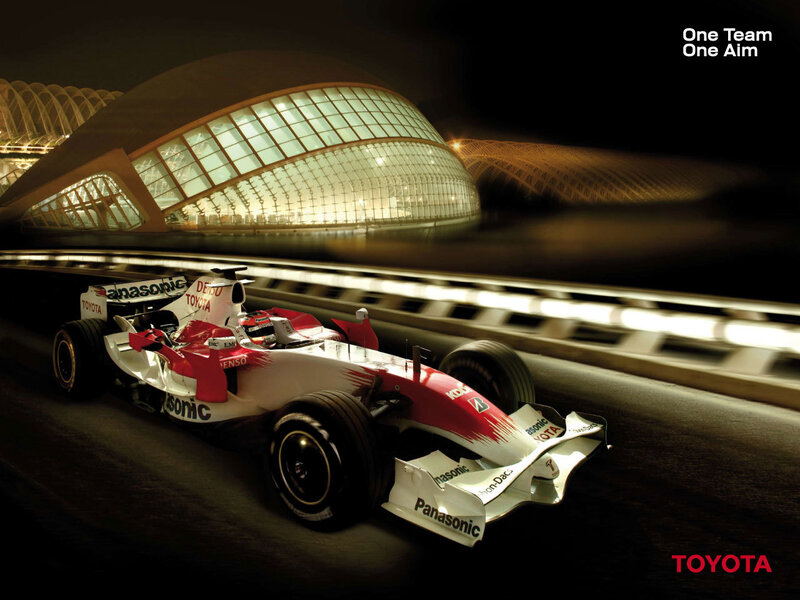 Toyota race car at night