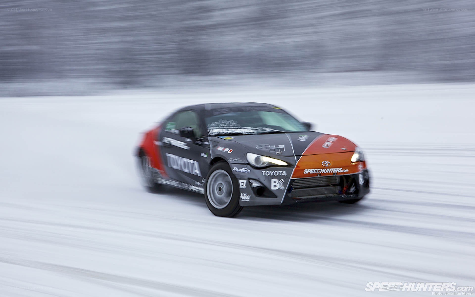 Toyota race car on snow