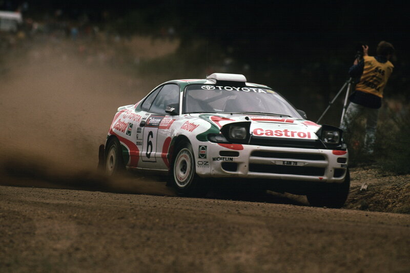 Toyota rally car on dirt track