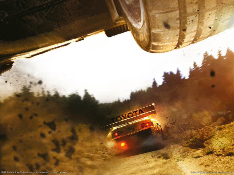 Toyota rally car on dirt track