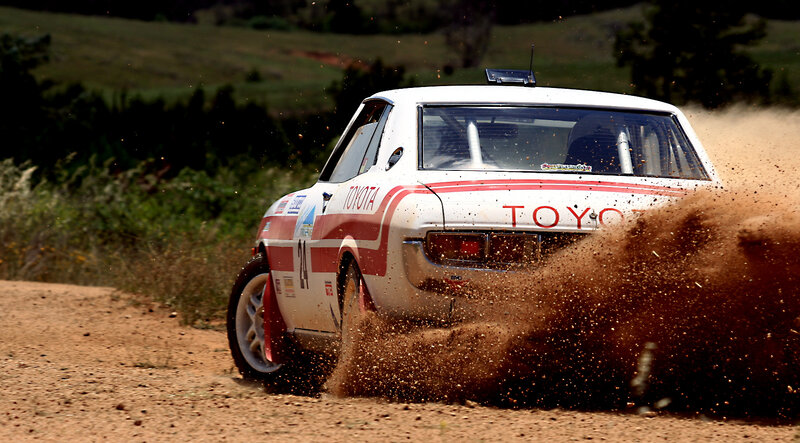 Toyota rally car on dirt track