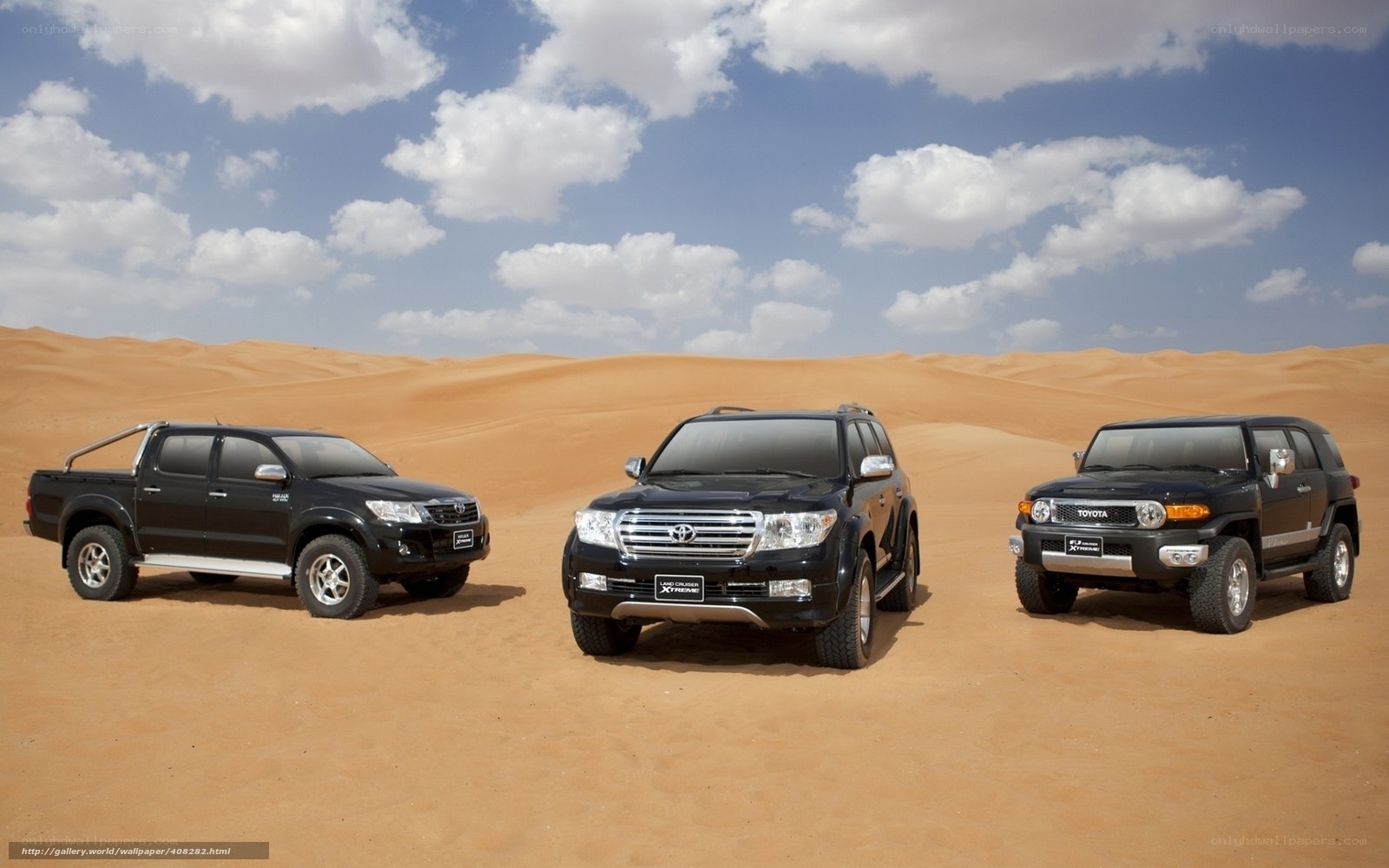Toyota vehicles in desert