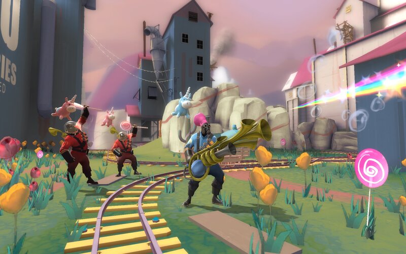 Toys and weapons in a candy world