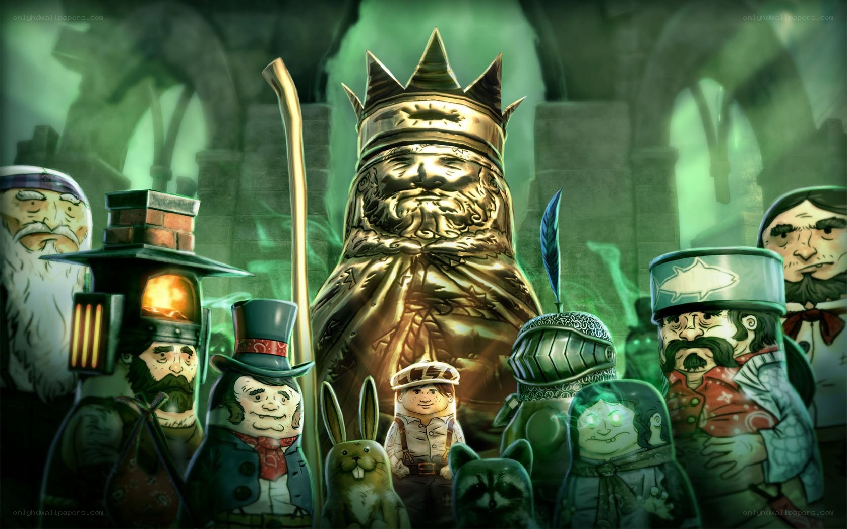 Toys in a castle scene