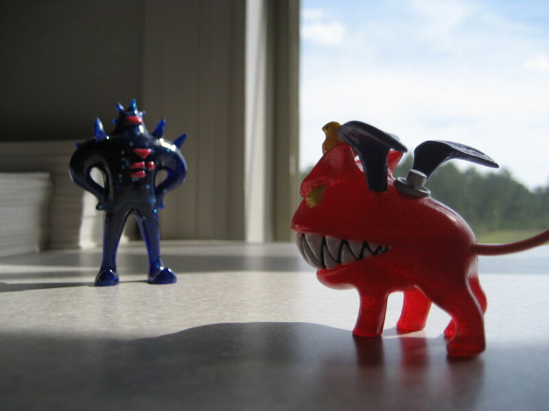 Toys on a table by window