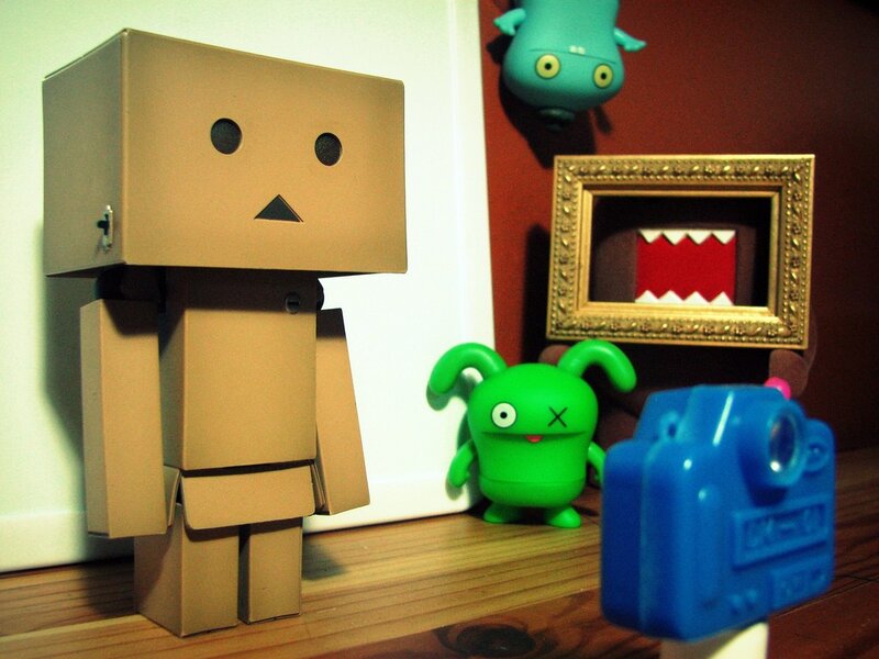 Toys on a wooden shelf