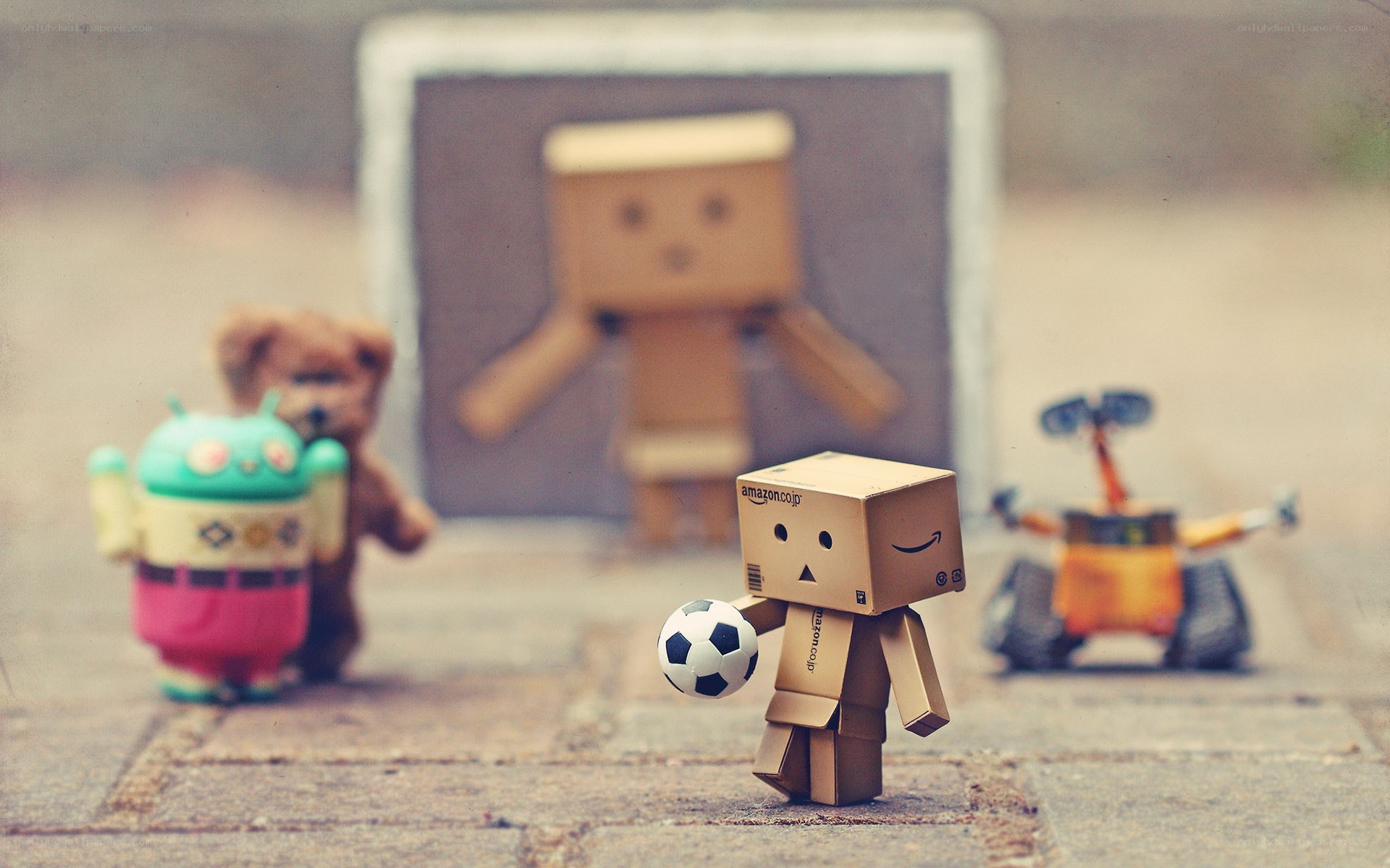 Toys playing soccer