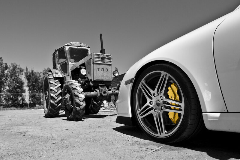 Tractor and sports car wheel