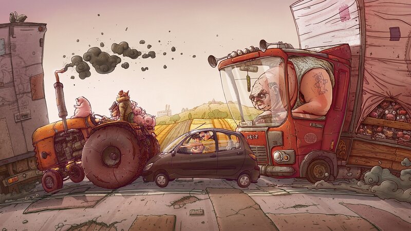 Tractor and Truck Collision — Brown