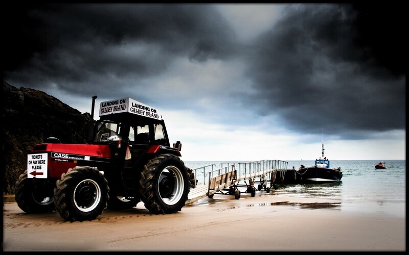 Tractor at Galley Island landing