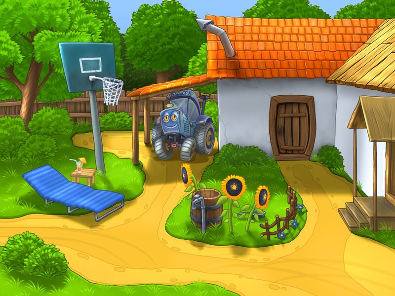 Tractor in a garden