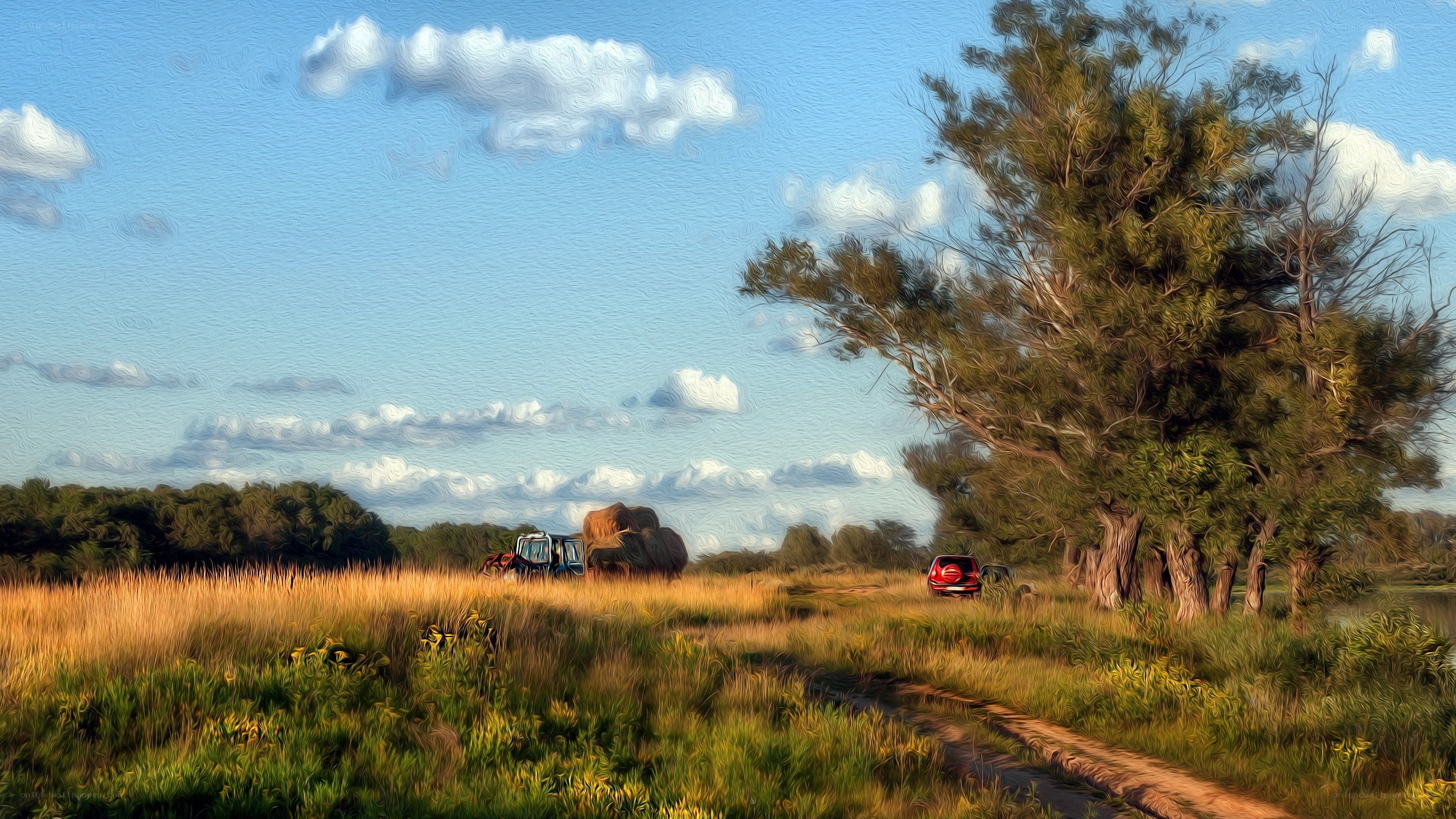 Tractor in a golden field