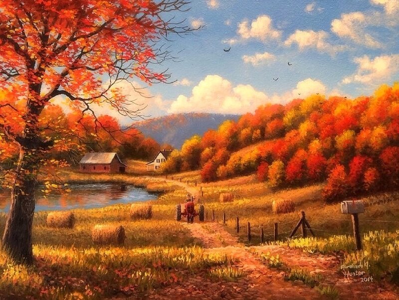 Tractor in Autumn Field