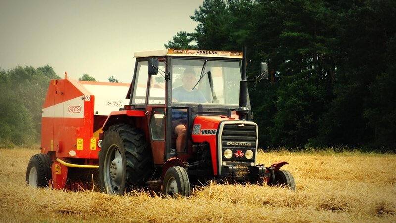Tractor in Field — Red