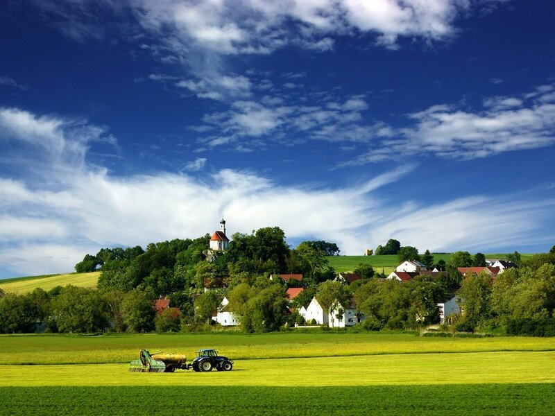 Tractor in Green Field