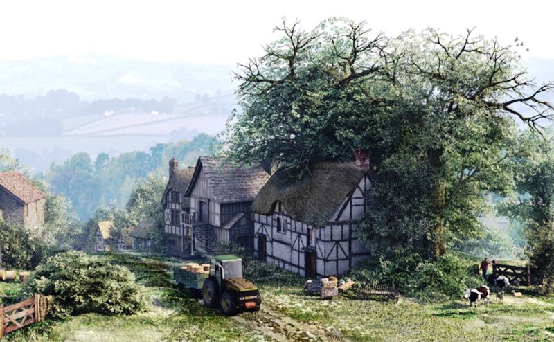 Tractor in Village