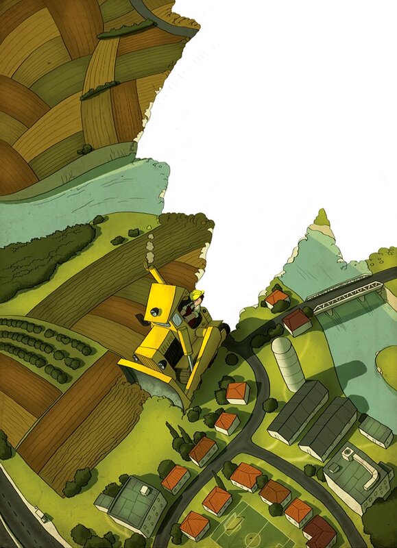 tractor on a cliff edge