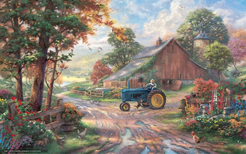 Tractor on a farm path