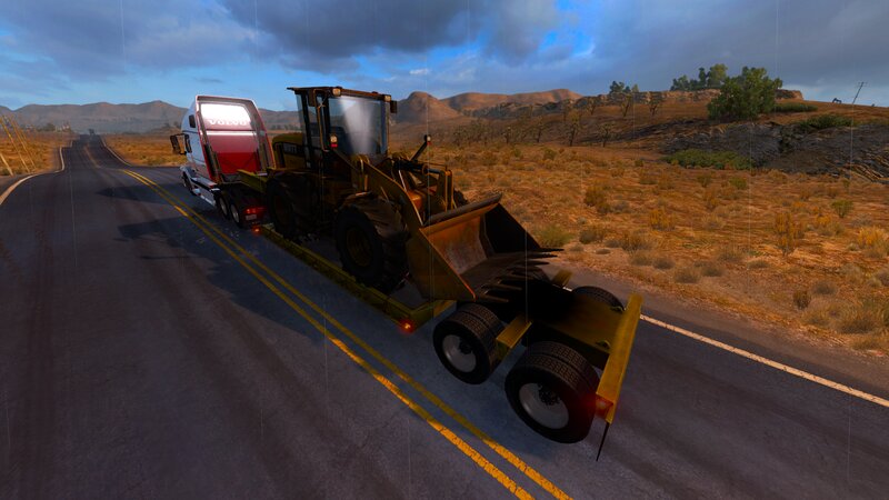Tractor on Flatbed Trailer — Gray