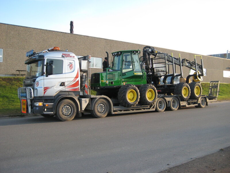 Tractor on Flatbed Trailer