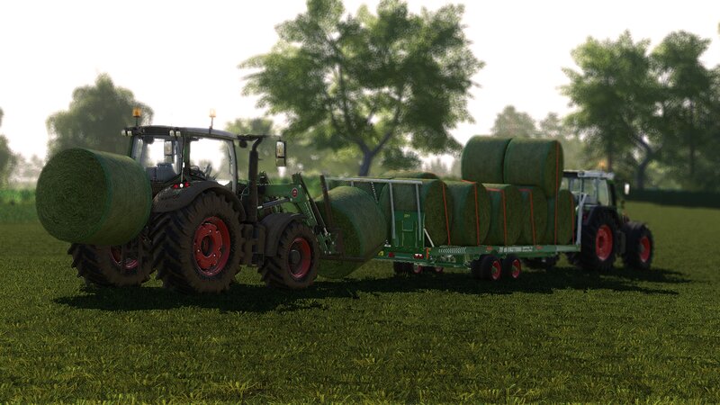 Tractor Pulling Hay Bales