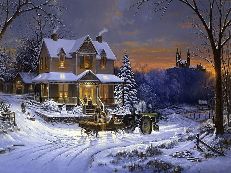 Tractor Pulling Wagon — White