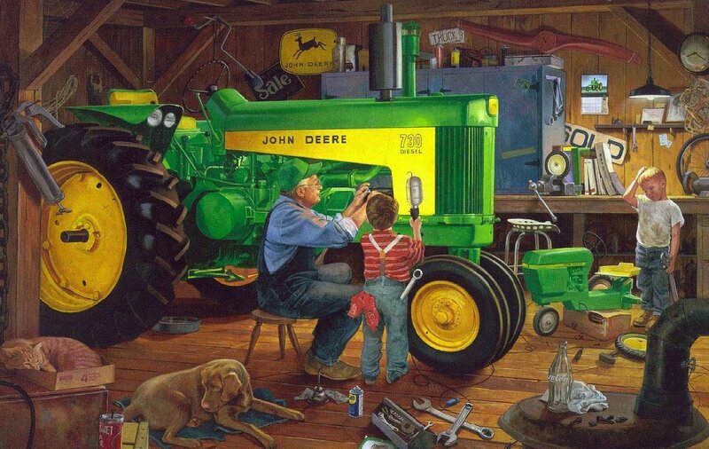 Tractor repair in the barn