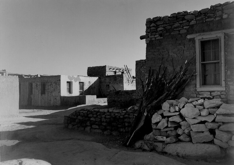 Traditional adobe buildings in a village