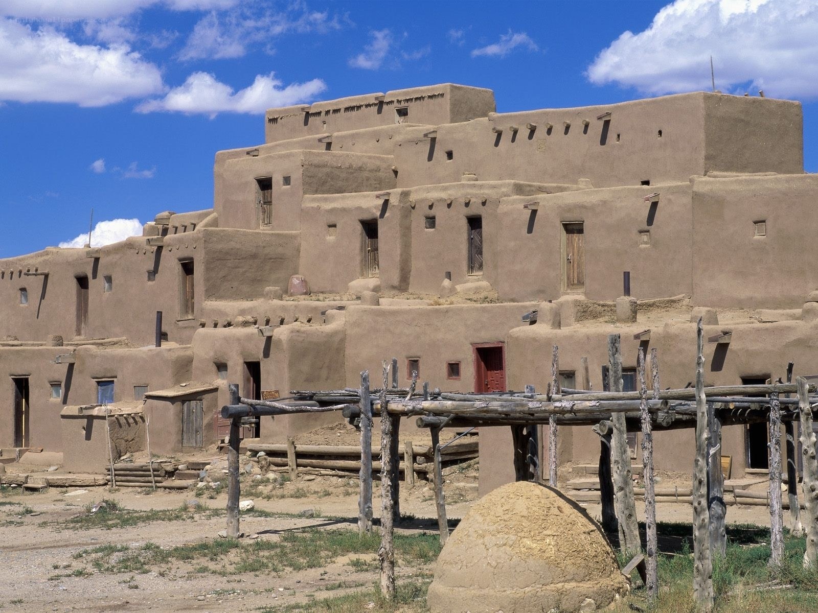 Traditional adobe buildings in New Mexico