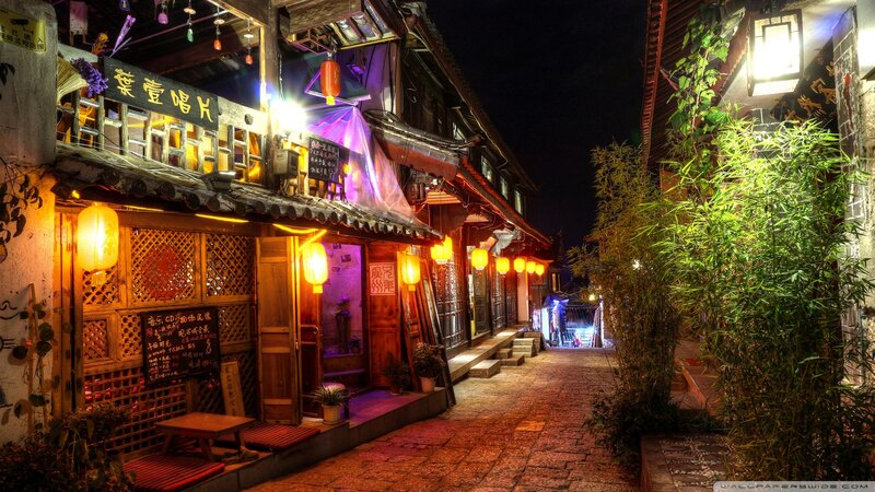 Traditional Alley at Night