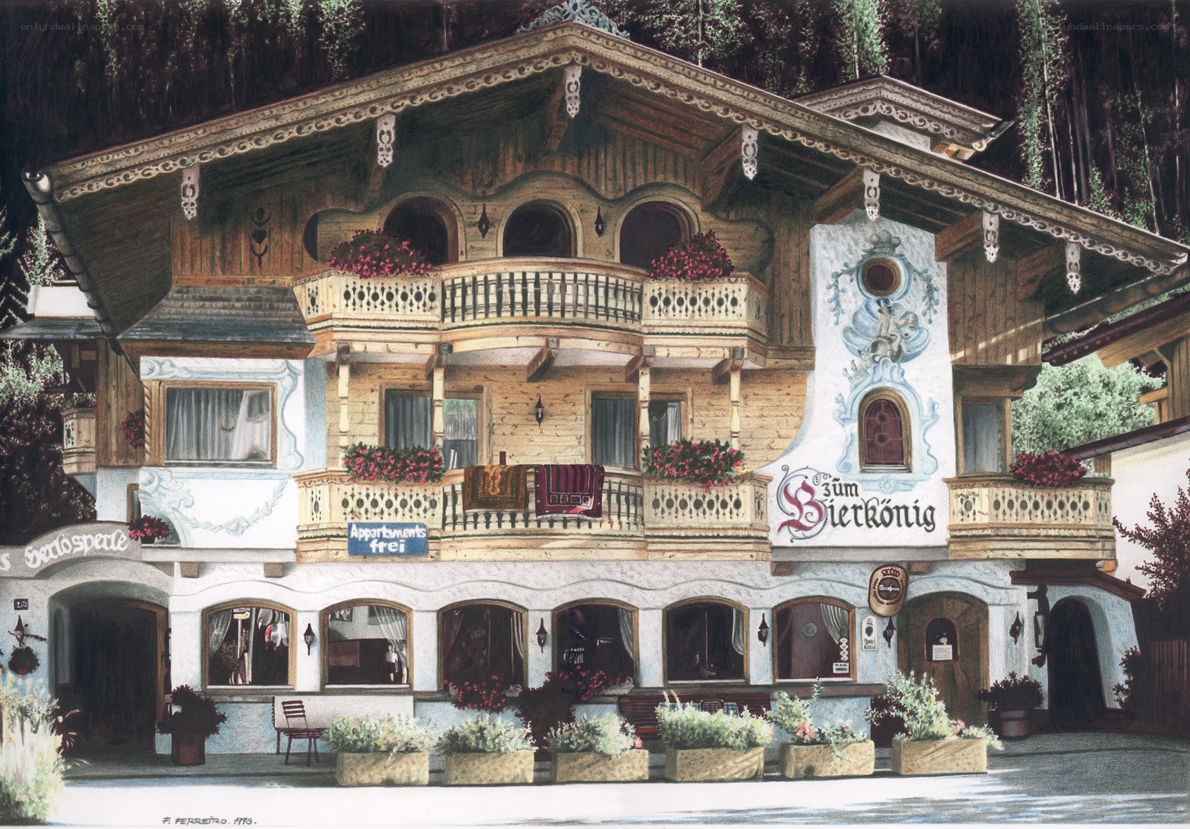 Traditional Alpine Hotel Building