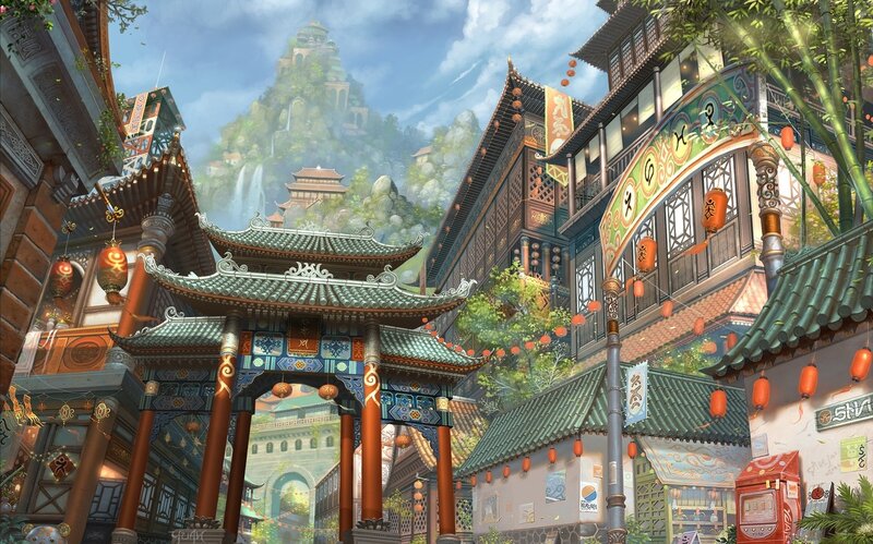 Traditional Asian Town — Green
