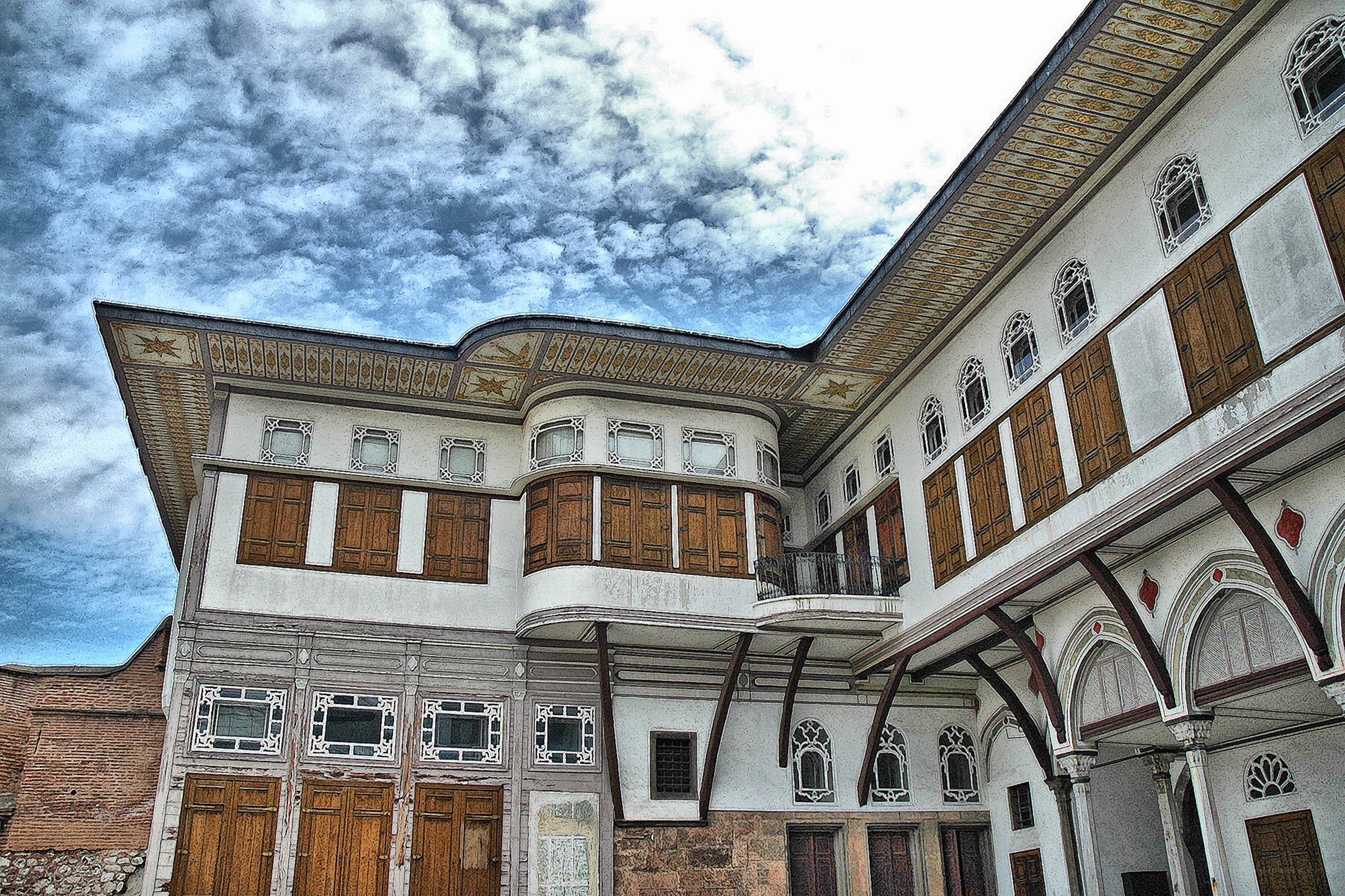 traditional balkan courtyard building