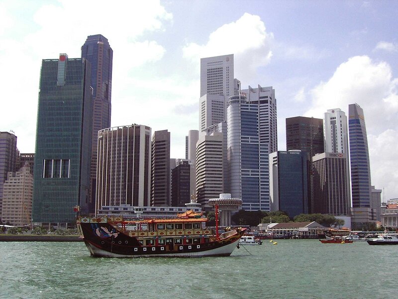 Traditional Boat in Harbor — Green