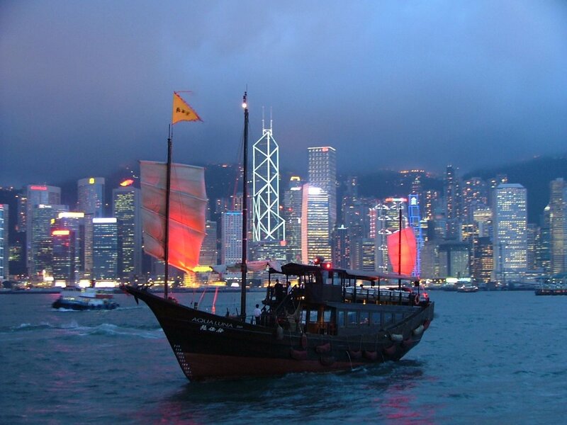 Traditional boat in Hong Kong harbor
