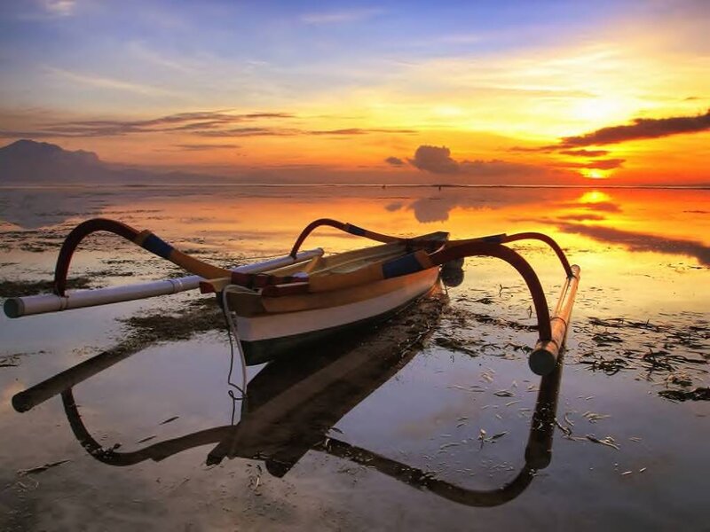 Traditional Boat on Beach — Orange, Serene