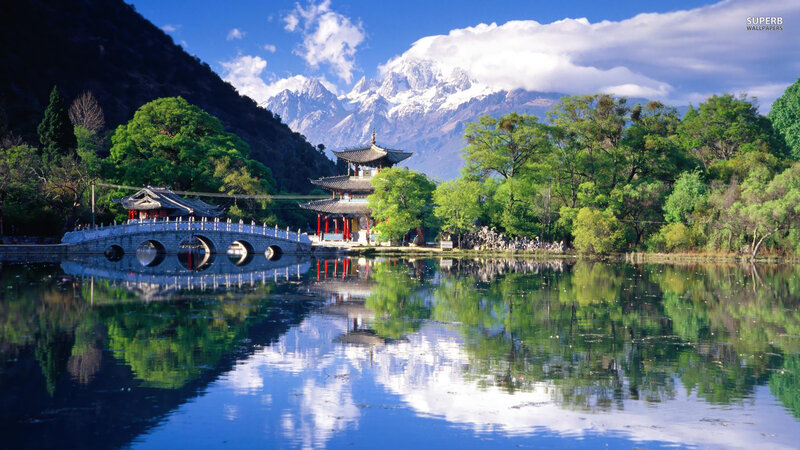 Traditional Bridge and Pagoda