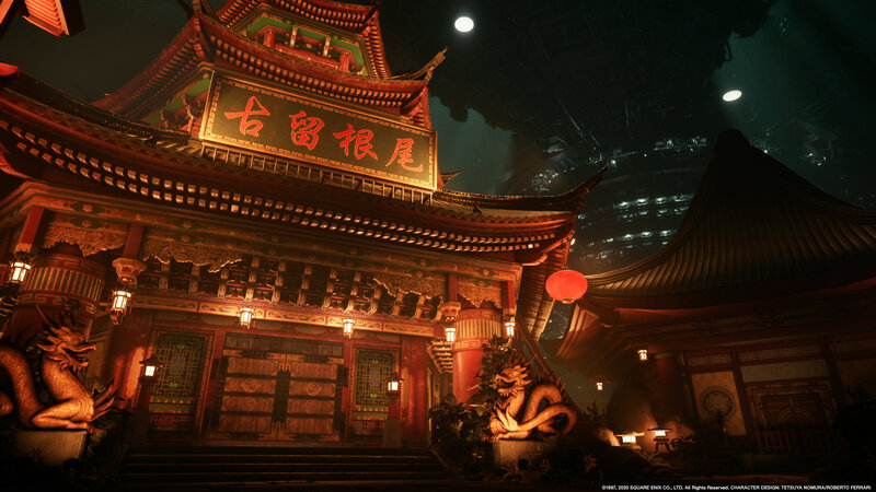 Traditional Building at Night — Red