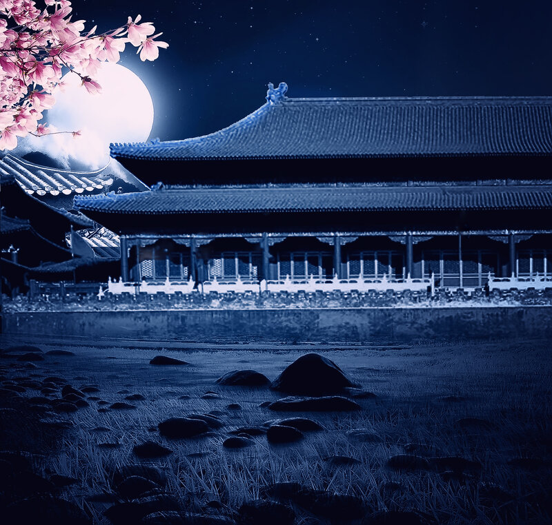 Traditional Building at Night