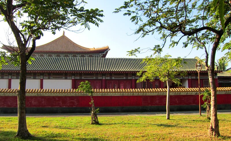 Traditional Building with Red Wall