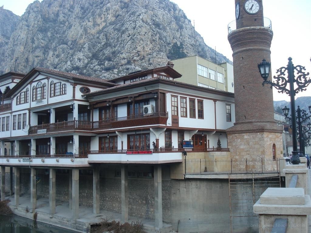Traditional buildings by a river