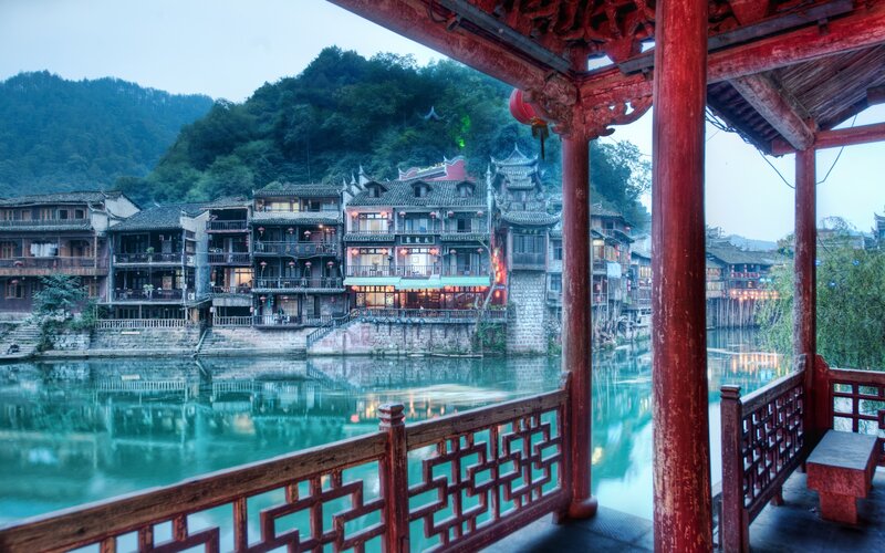 Traditional Buildings by River