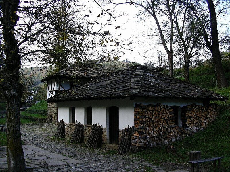 Traditional Bulgarian house with firewood