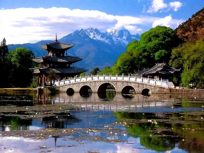 Traditional Chinese bridge and pagoda